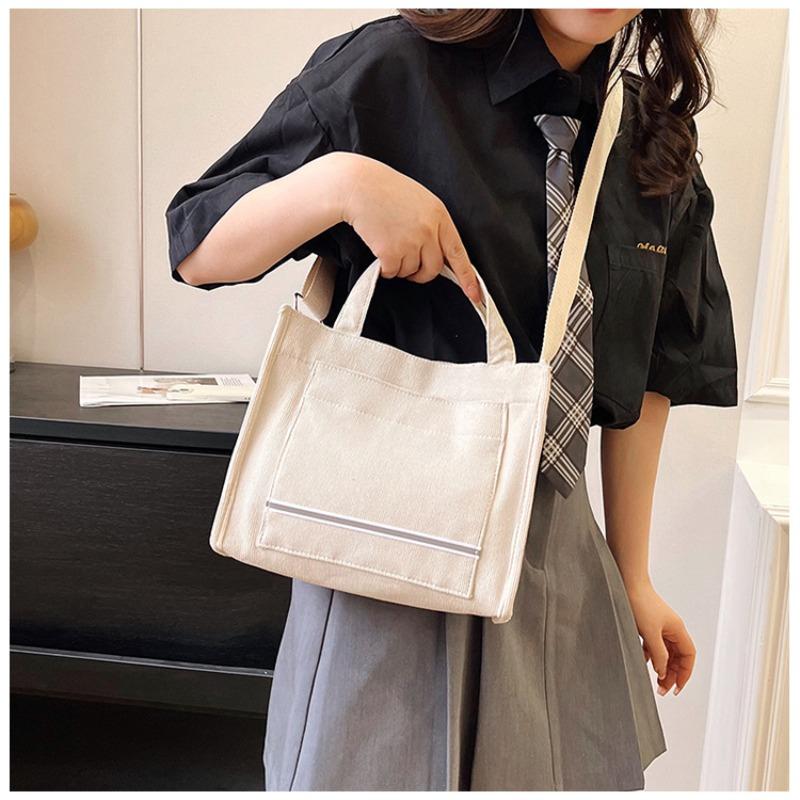 Corduroy Shoulder Bag Female College Student Class Cloth Bag Velvet Bag Portable Messenger Commuter Tote Bag Fashion