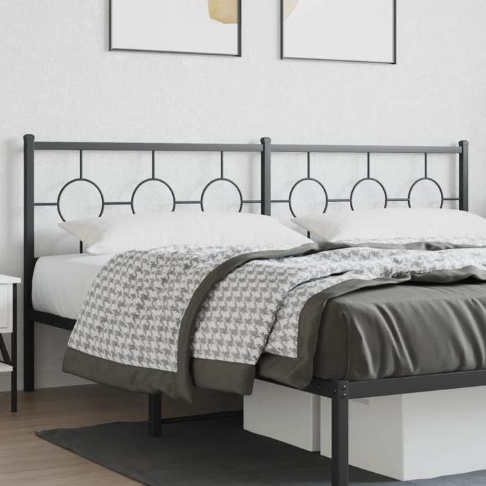 VidaXL Tête de Lit Métal, Tête de Lit avec Pieds, Meuble de Chambre à Coucher, Accessoire de Lit Double, Tête de Cadre de 376263