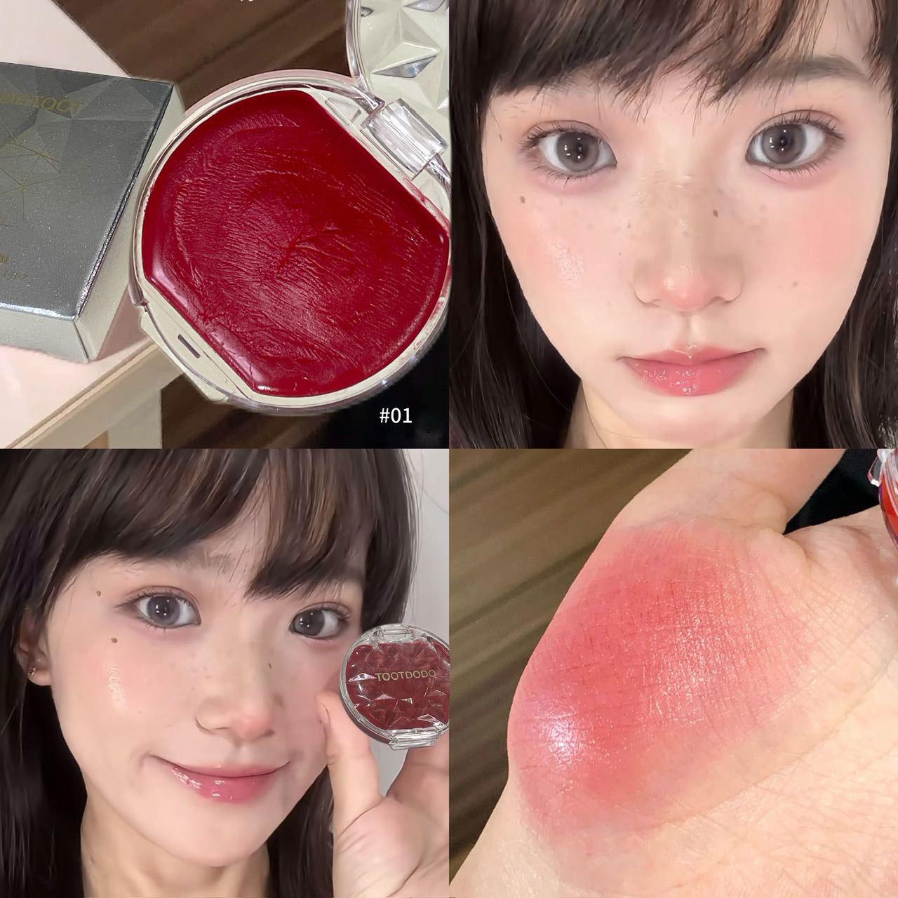 TOOTDODO Misty Haze Gradient Blush & Highlighter: Soft, Pigmented, Pearlescent Matte Cream for a Flawless Mood-Setting Glow.