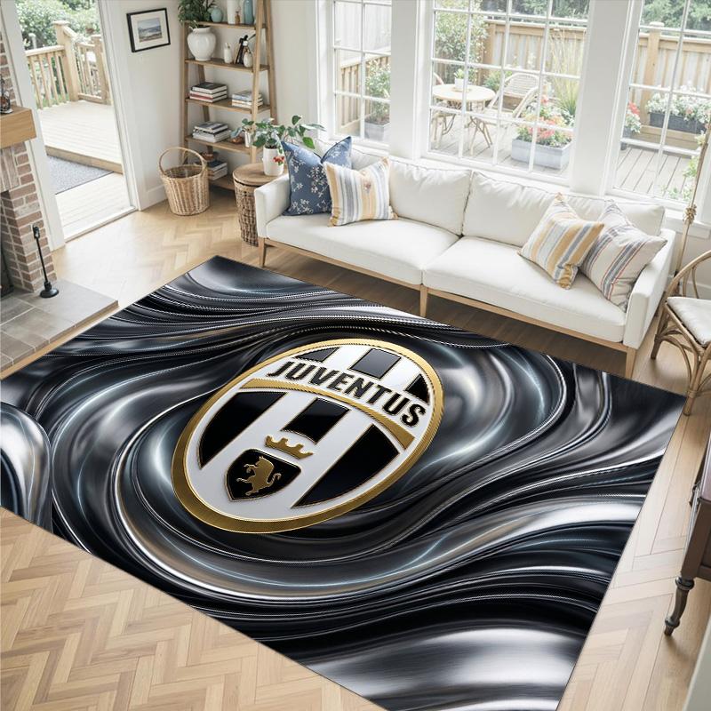 Tappeto in Velluto di Cristallo Design Juventus FC Accogliente Non?Tappeto Stampato Antiscivolo per Camera da Letto Soggiorno Ingresso