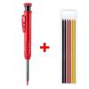 1Pc Pen+1 Box Refill Solid Carpenter Pencil with Refill Leads and Built-in Sharpener for Deep Hole Mechanical Pencil Marker Marking Woodworking Tools