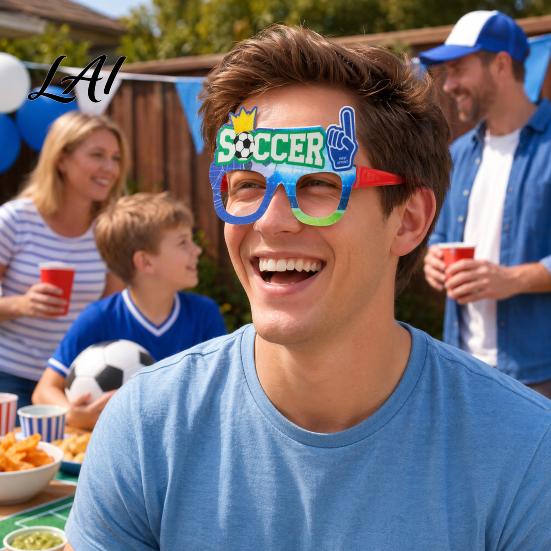 Football Shape Glasses Glasses Soccer Themed Decorative Lightweight Paper Frame Colorful Party