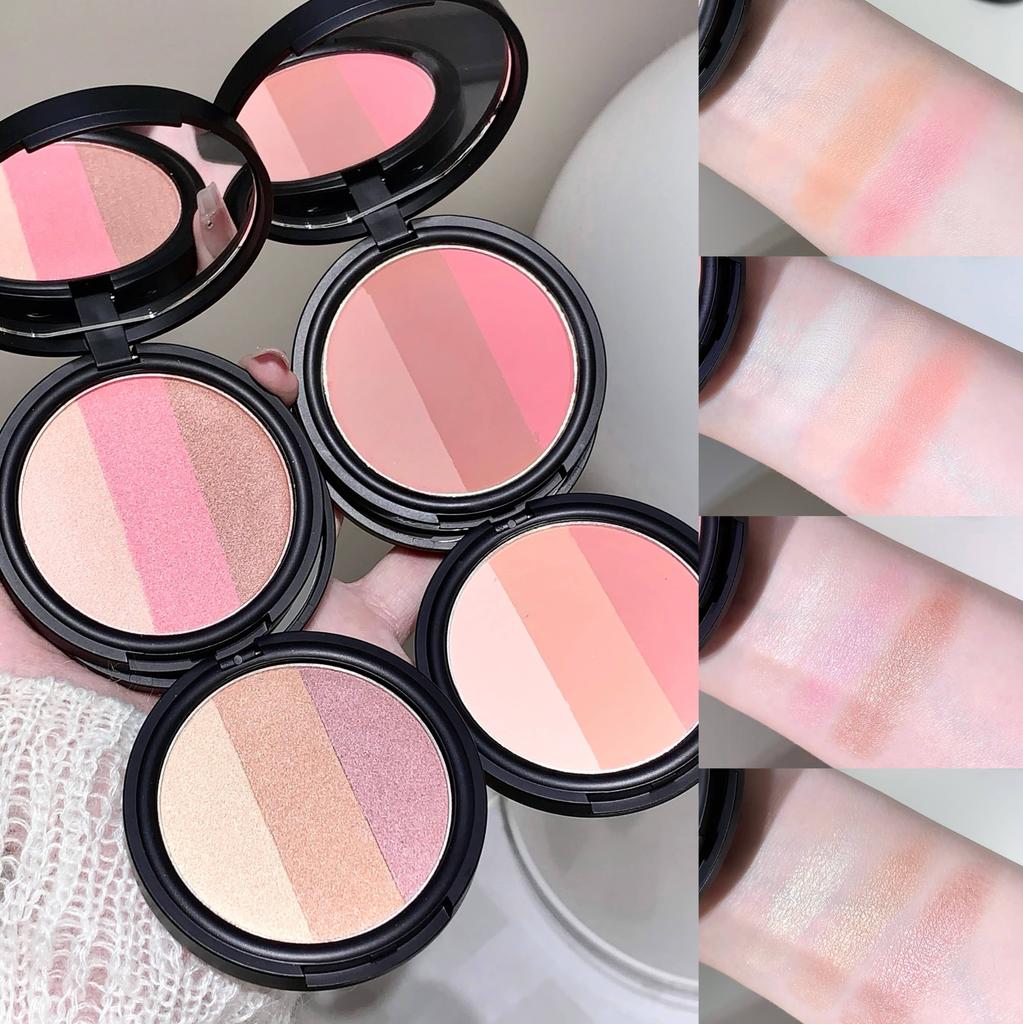 Three-color Blush SHAQINUO Matte Pearlescent Contouring and Long-lasting Powder Delicate Three-Color Rouge