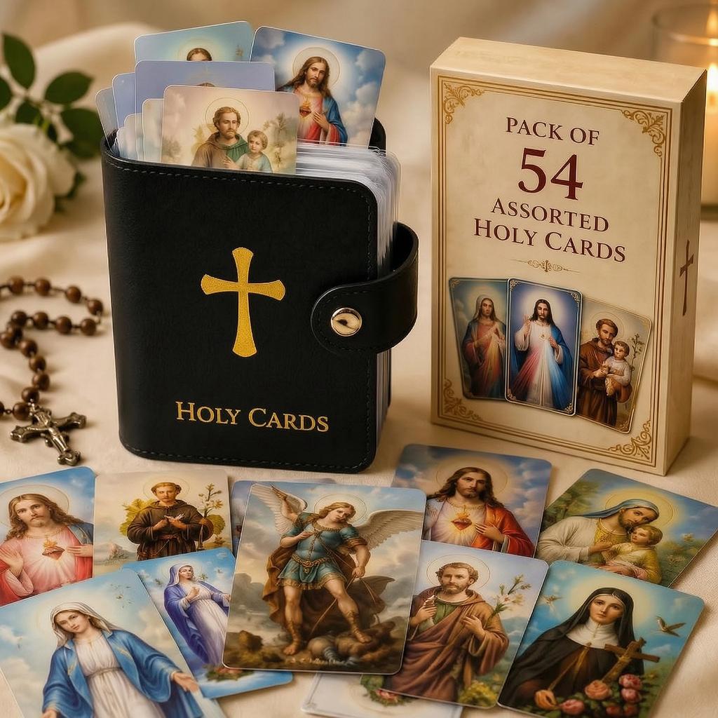 Catholic Faux Leather Holy Card Holder with Snap Closure Versatile Prayer Cards Holders for Religious Confirmation Baptism Gift