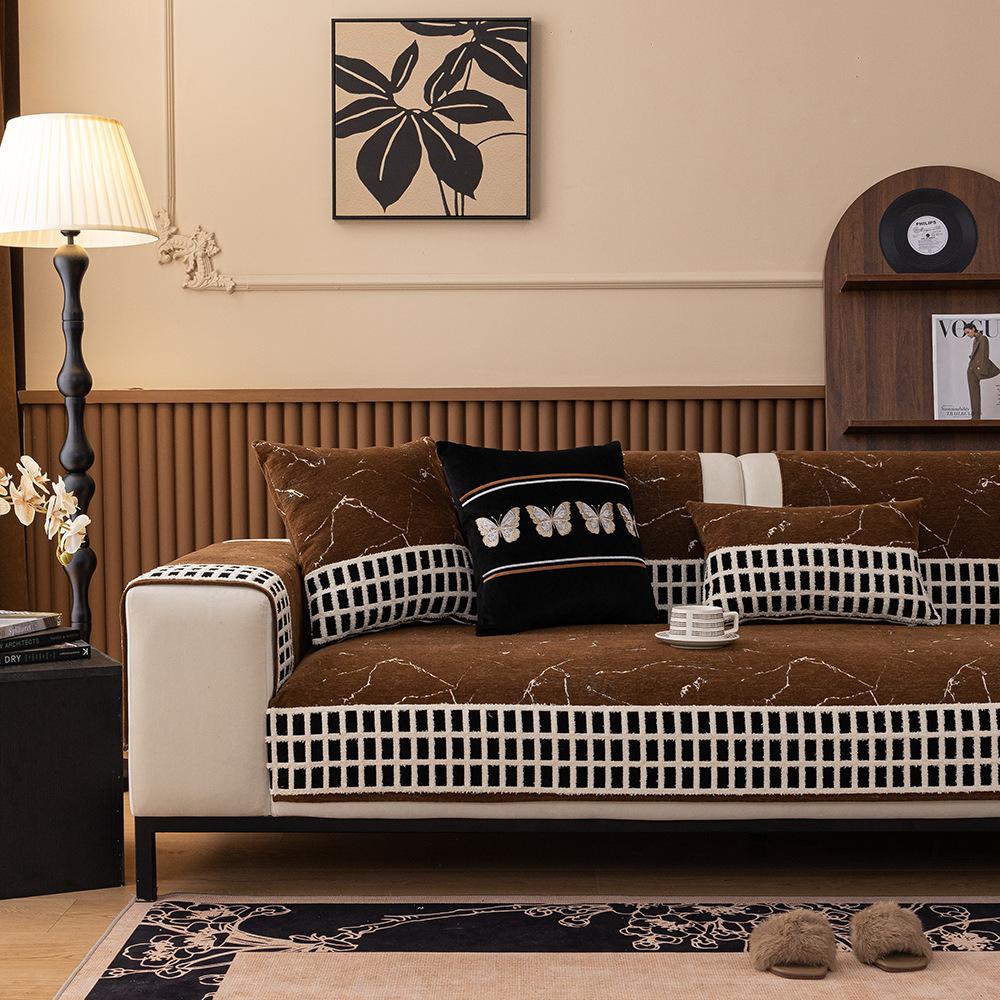 Simple And Modern High-End Chenille Sofa Cushion, All-Season Non-Slip Sofa Cover, Backrest Armrest Cover