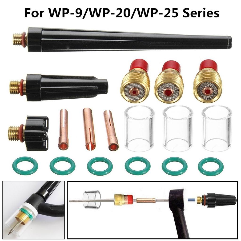 TIG-17//18//26 Kit de antorcha de soldadura Accesorios TIG Torch Gas Lens Collet Copa de vidrio 1.6MM