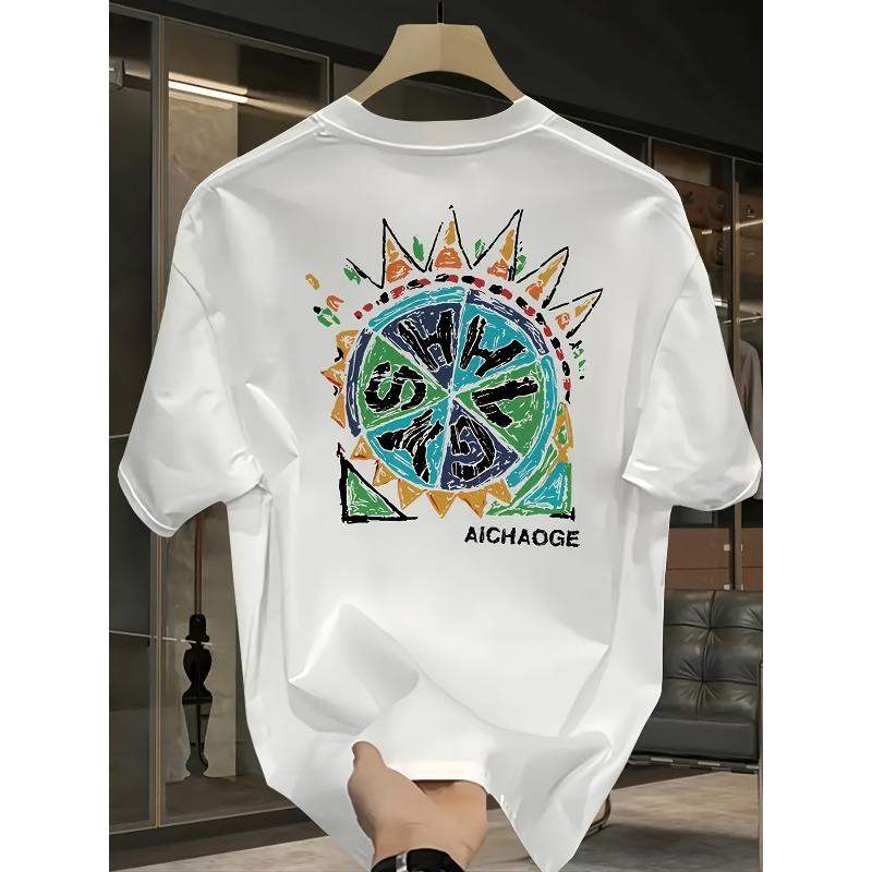 Men S T-Shirt - Bold Graphic Tee with Sun, Lightweight Breathable Fabric for Everyday & Formal Wear - Summer Essential Casual Shirt for Men S белый