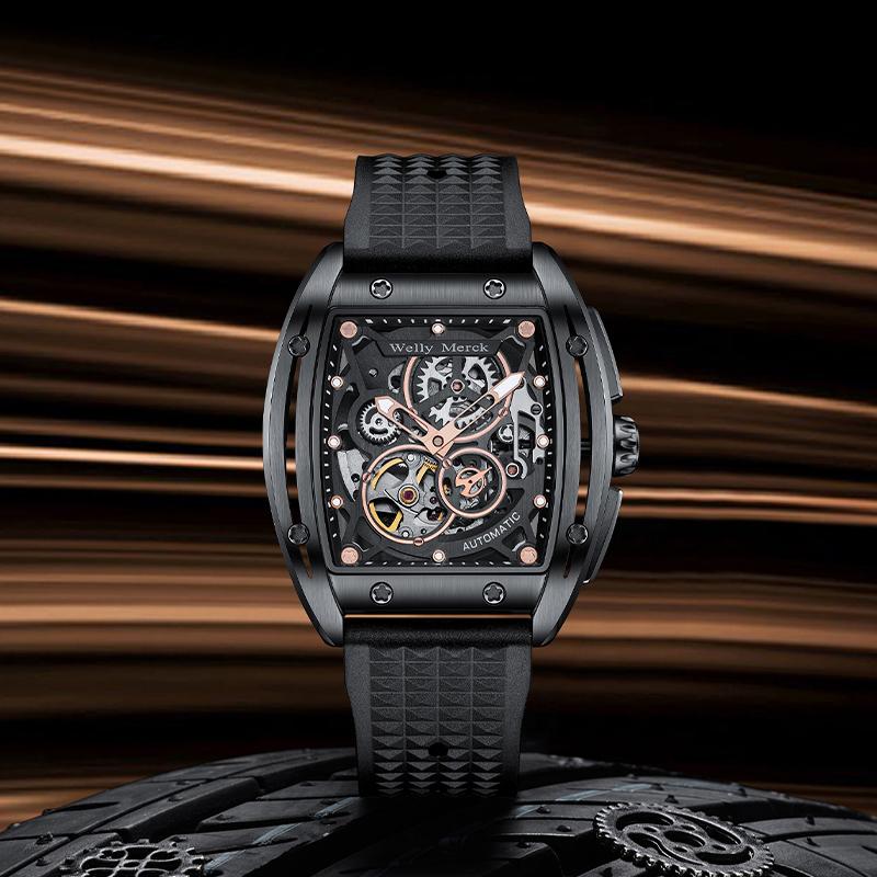 WM Watch Automatic Mechanical Watches Man Skeleton Stainless Steel Sapphire Crystal Tonneau Welly Merck Watch WM083