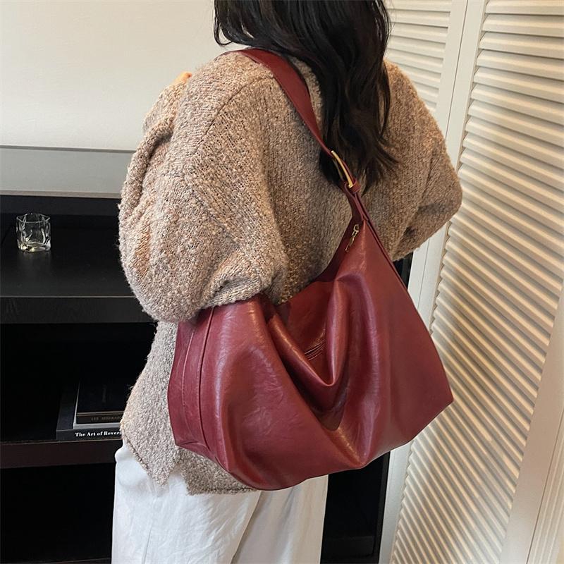 Solid Color Commuter Large Capacity Shoulder Bag Women's Crossbody Bag Underarm Bag