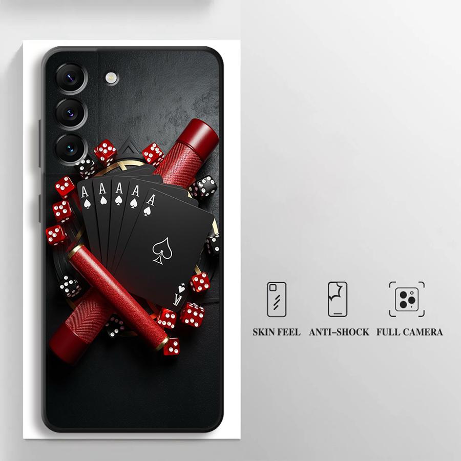 Poker Cards And Dice Phone Case for Samsung Galaxy A20s A50s A70s A03s A04s A04e A05s A12 A13 A14 A15 A16 Soft case