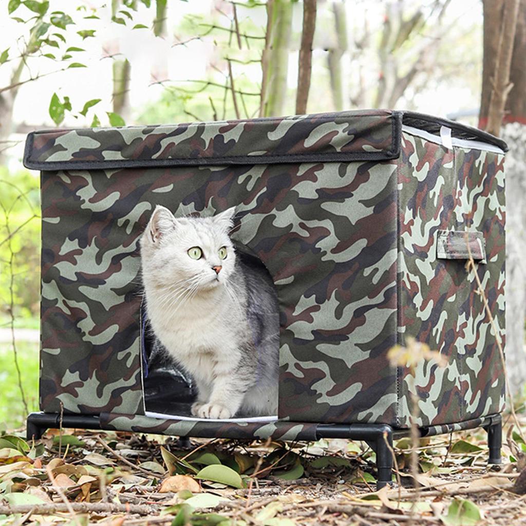 Outdoor Cat House Warm Insulated Tent Raised Base Cat House Outdoor Weatherproof With Transparent Window For Dog Kitten Chicken