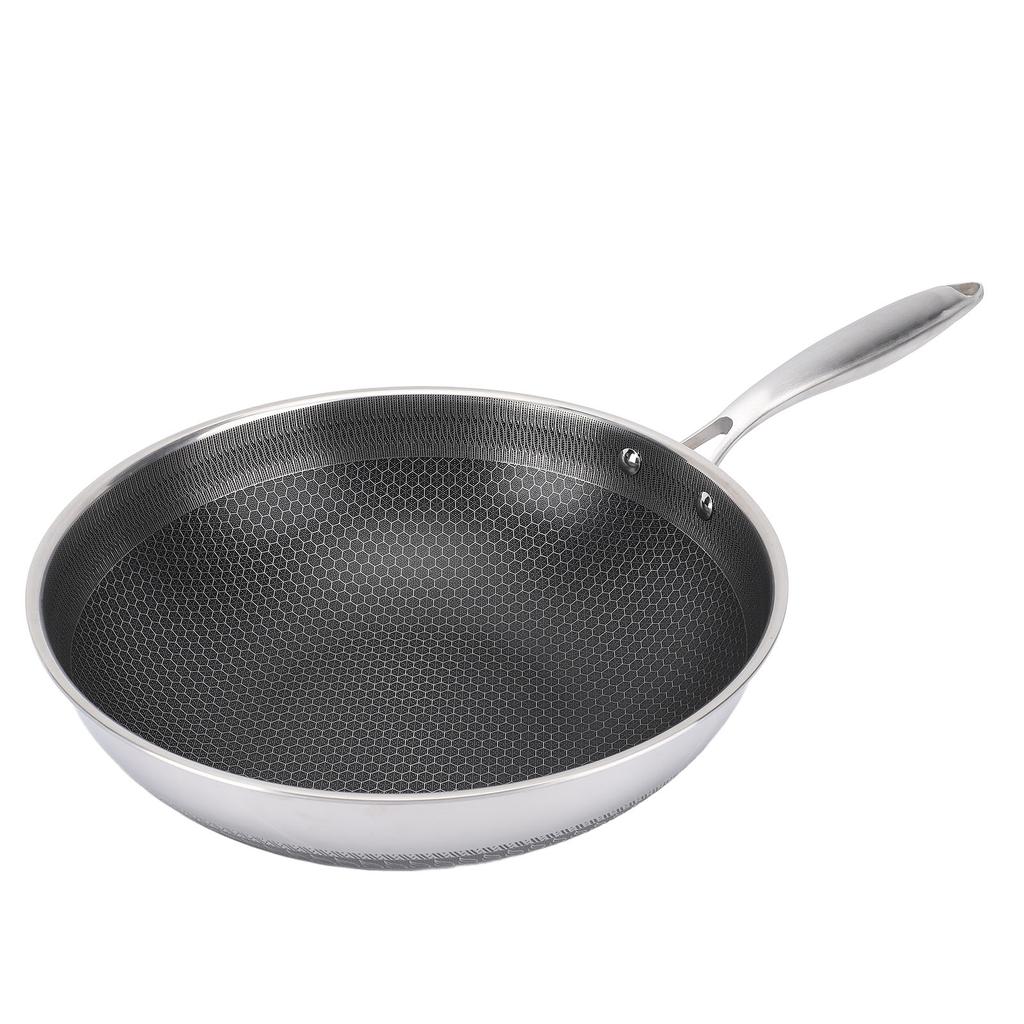 Frying Pan 316 Stainless Steel Compound Pot Bottom Anti Stick Double Sided Honeycomb Universal