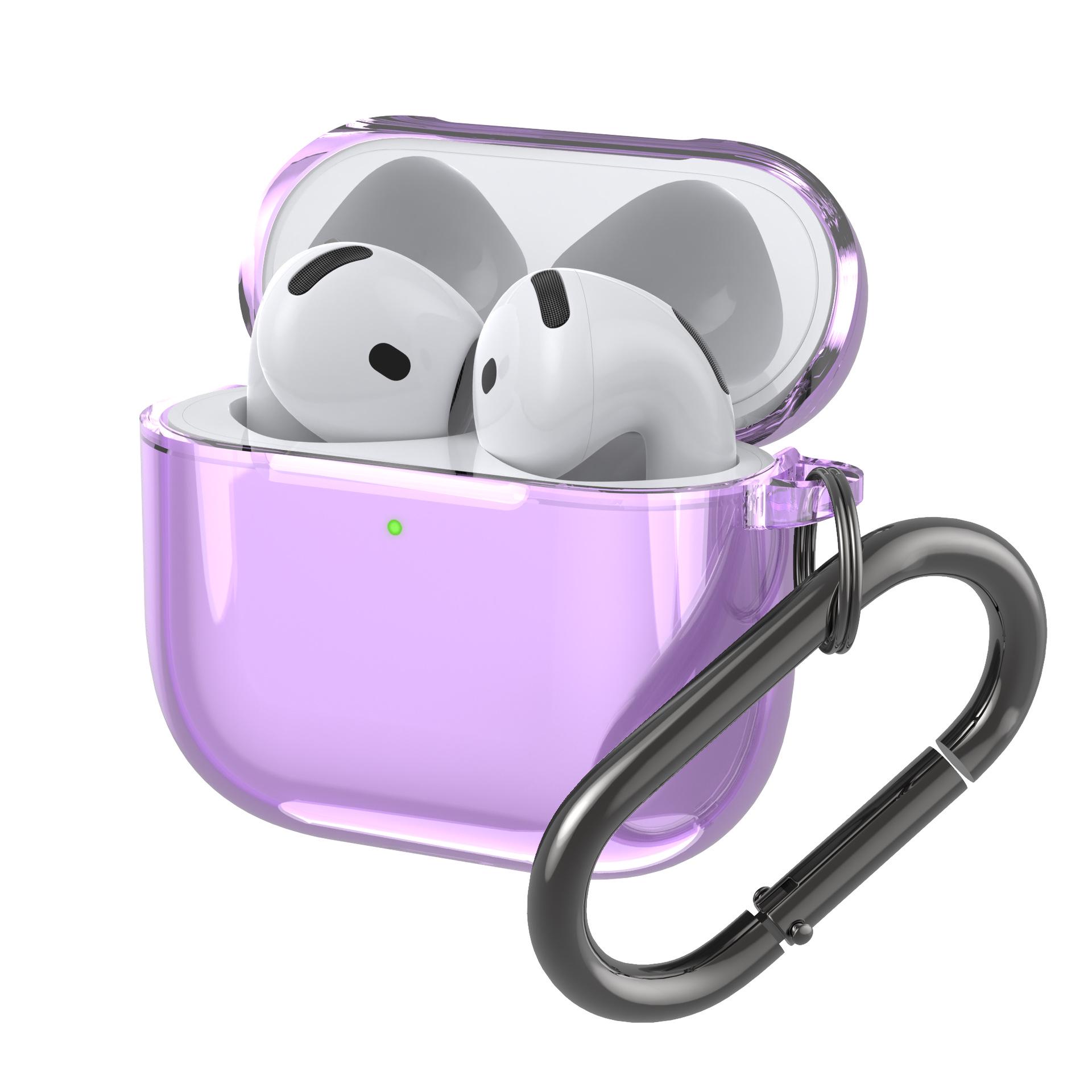 Прозрачный защитный чехол из ТПУ для Apple AirPods 4 (2024) фиолетовый/прозрачный