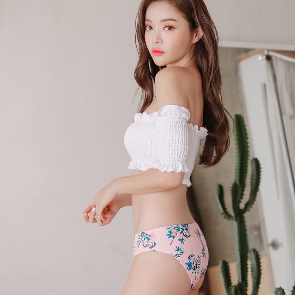 Body Off Bikini Cute Mom 2022 Border Folded Border High Skirt Body 1847 [Aunii] Women's Swimsuit, Covering, Shoulder, Shirred, Set, Swimsuit,