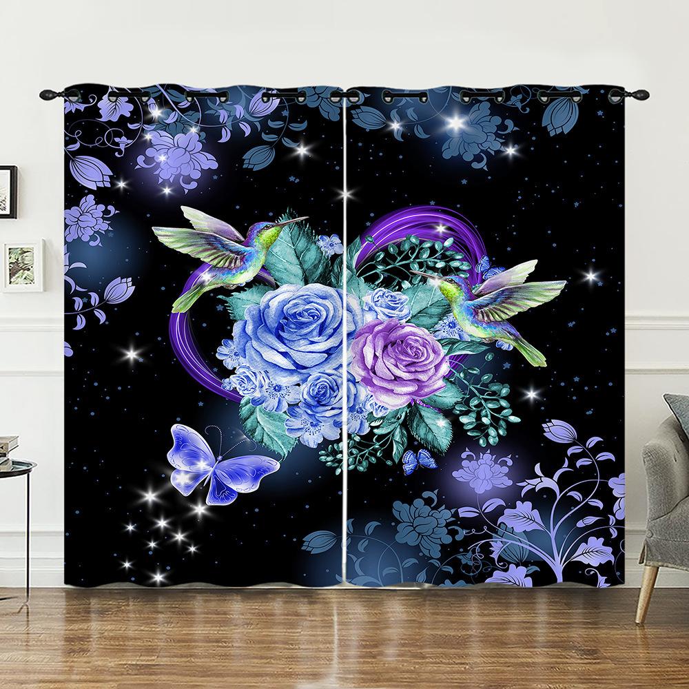 Curtains Love Rose Valentine Hunliji Curtains Bedroom Living Room Blackout Curtain Perforated