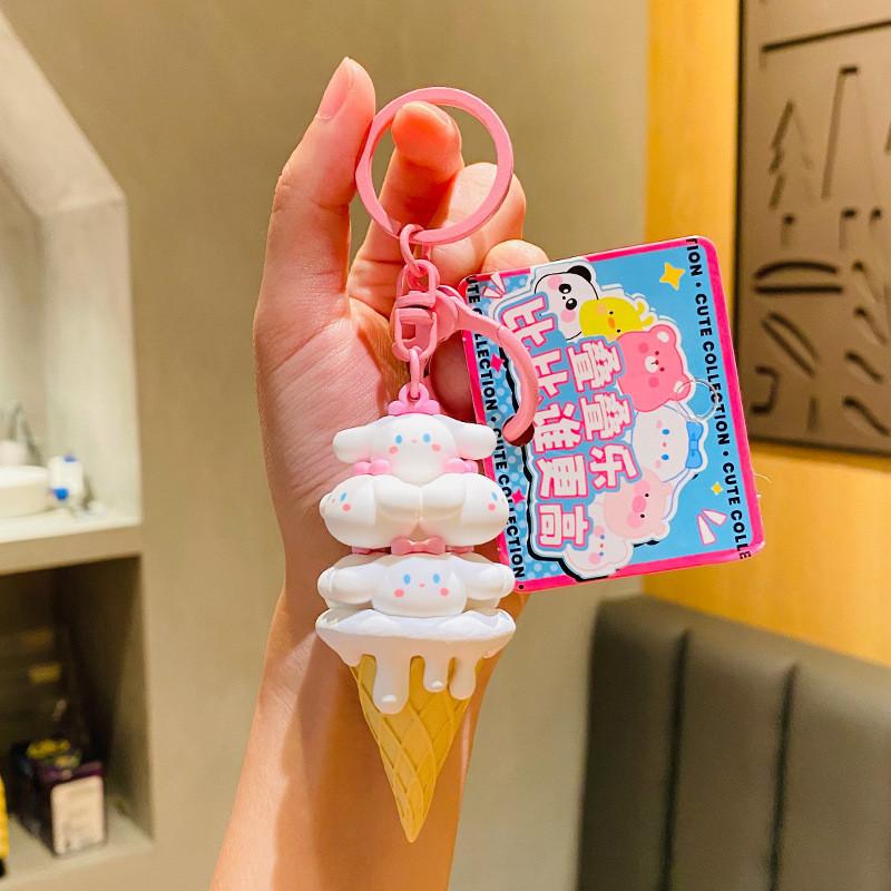 Unique Cream Ice Stack Keychain Adorable Silicone Cartoon Bag Accessory