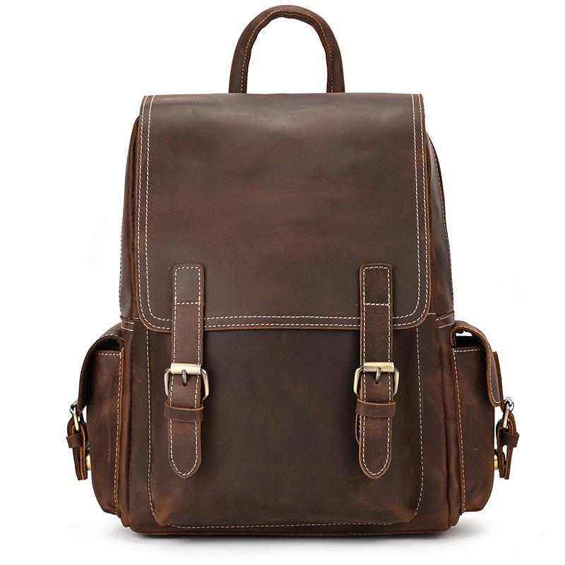Vintage Crazy Horse Leder Rucksack für Damen und Herren - Echte Leder Reise- und Schultasche