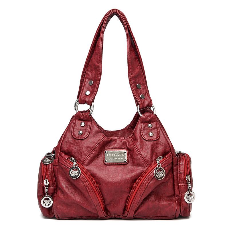 Retro Soft Leather Motorcycle Bag New European and American Trendy Slanted Shoulder Bag