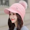 Peaked cap women's new knitted wool warm hat fashion versatile autumn and winter piled thickened ear hat