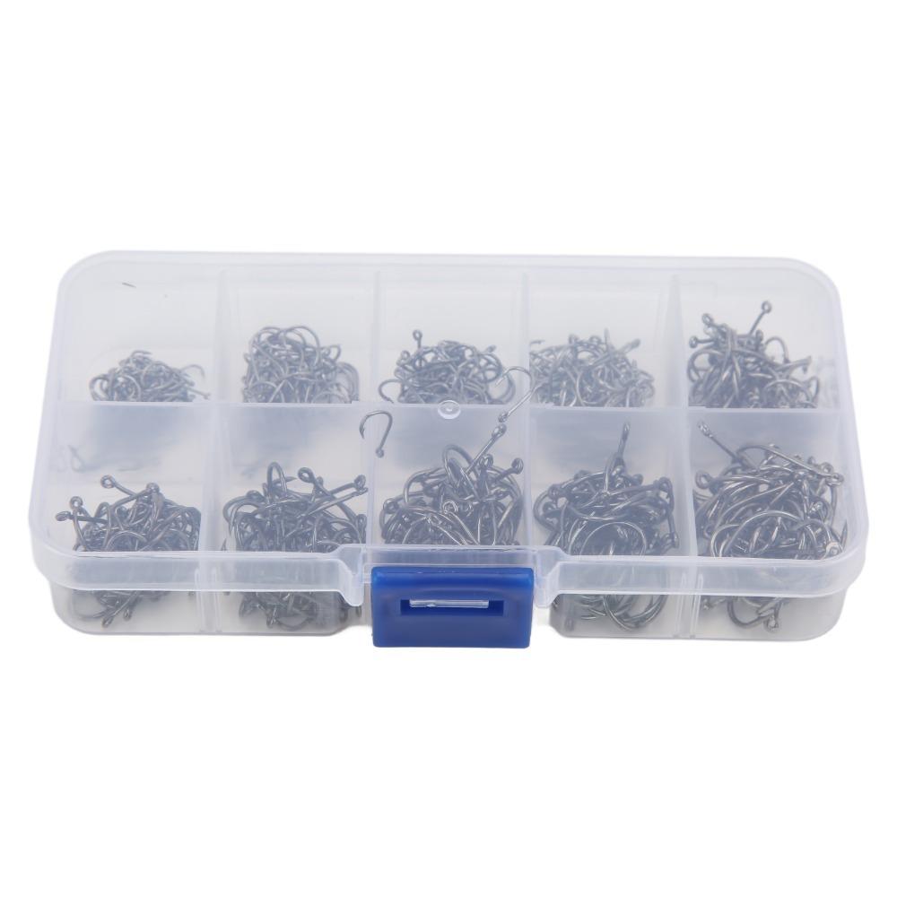 500PCS with Barbed Hooks Carp Fishing Hooks 10 Sizes Fly Fishing Hooks  Catfish Fishing чёрный