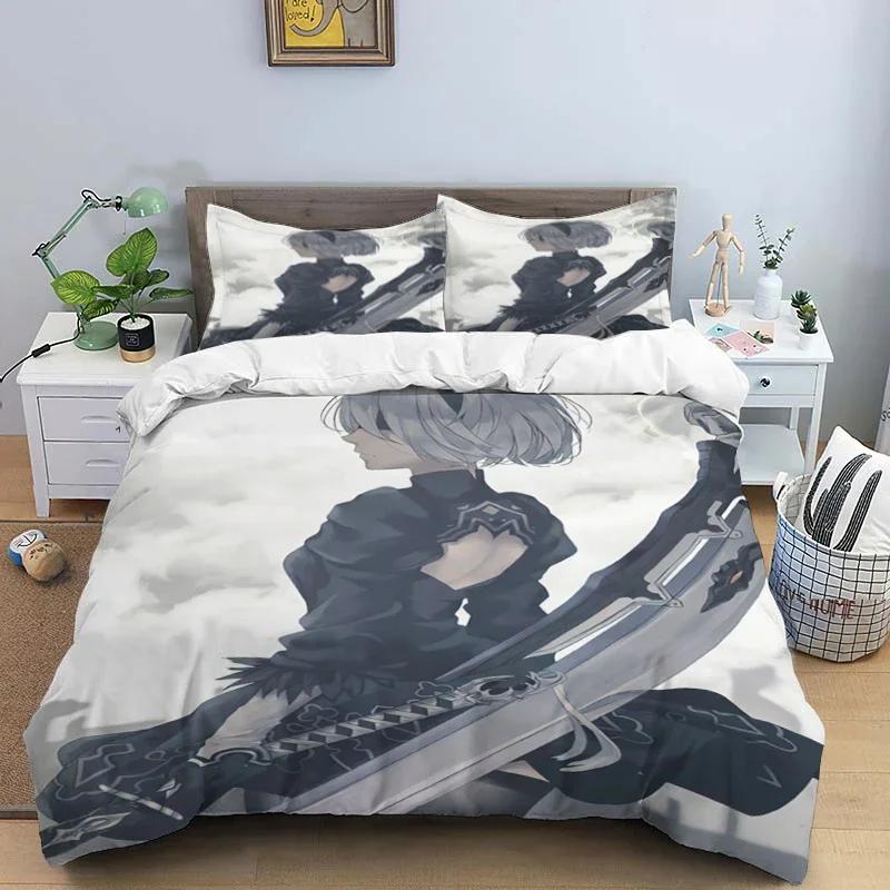 Comic Nier Art Print Three Piece Bedding Set Fashion Article Children or Adults for Beds Quilt Covers Pillowcases Bedding Set