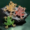 Exquisite Green Rhinestone Tree Frog Brooch Little Animal Pin Fashion Cute Jewelry Accessory Gift for Wear and Correction