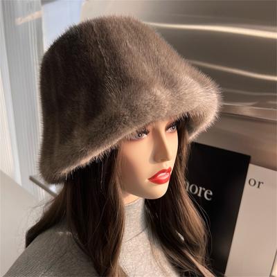 Winter Mink Fur Hat Designer Bucket Hats Soft Women Padded Hat Fashion Hat Outdoor Fisherman Hat For Women Natural Mink Fur Cap