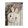 Cartoon Rosy Bunny Plush Shoulder Bag With Zipper Closure For Leisure Outings