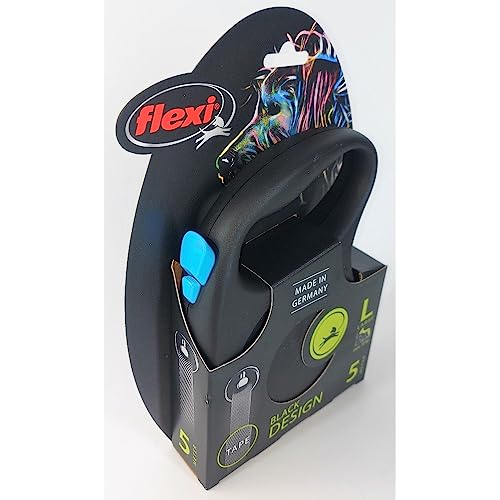 Flexi Black Design Tape, Large (Under 50kg), 5m, Blue [Dog Leash]