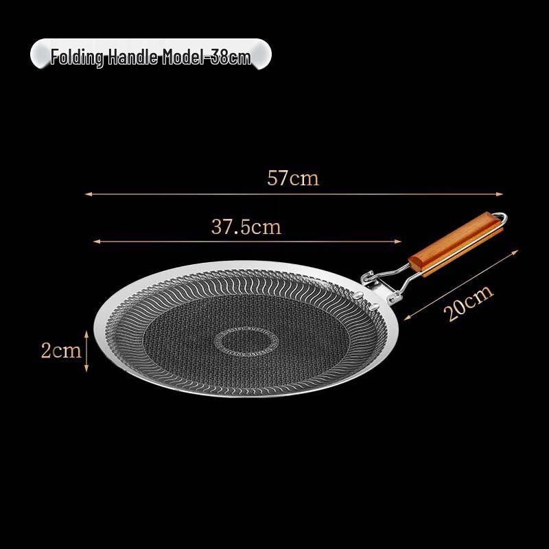 Mingjiang Chubang 38cm Round Stainless Steel BBQ Baking Pan with Foldable Wooden Handle