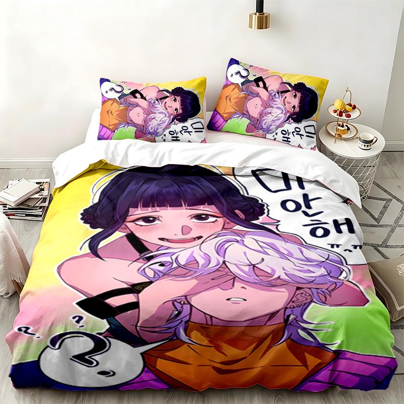 Kpop şeytan avcıları 3 parçalı set Yatak odası kullanımı için mükemmel Rahat nevresim takımı bir yorgan kılıfı ve iki yastık kılıfı içerir İdeal doğum günü veya Noel hediyesi