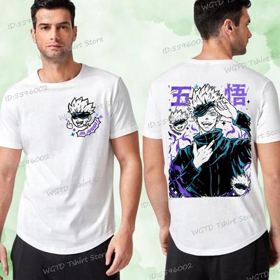 Gojo Satoru T-Shirt Unisex Jujutsu Kaisen Sukuna Print Fashion Casual Tops Clothes Jujutsu Gift for Anime Fans Cotton T-shirts