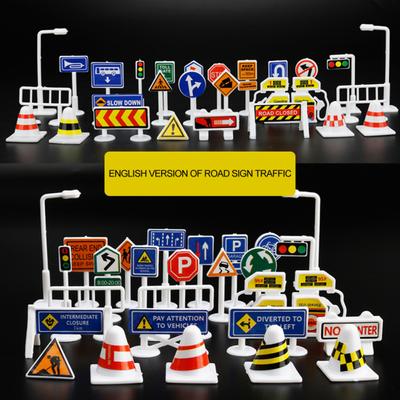 56Pcs/Set Eye-catching Compact Premium Wide Application Road Traffic Sign Kit Children Toy