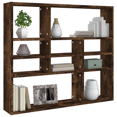 Wall Shelf Smoked Oak 90x16x78 Cm Engineered Wood