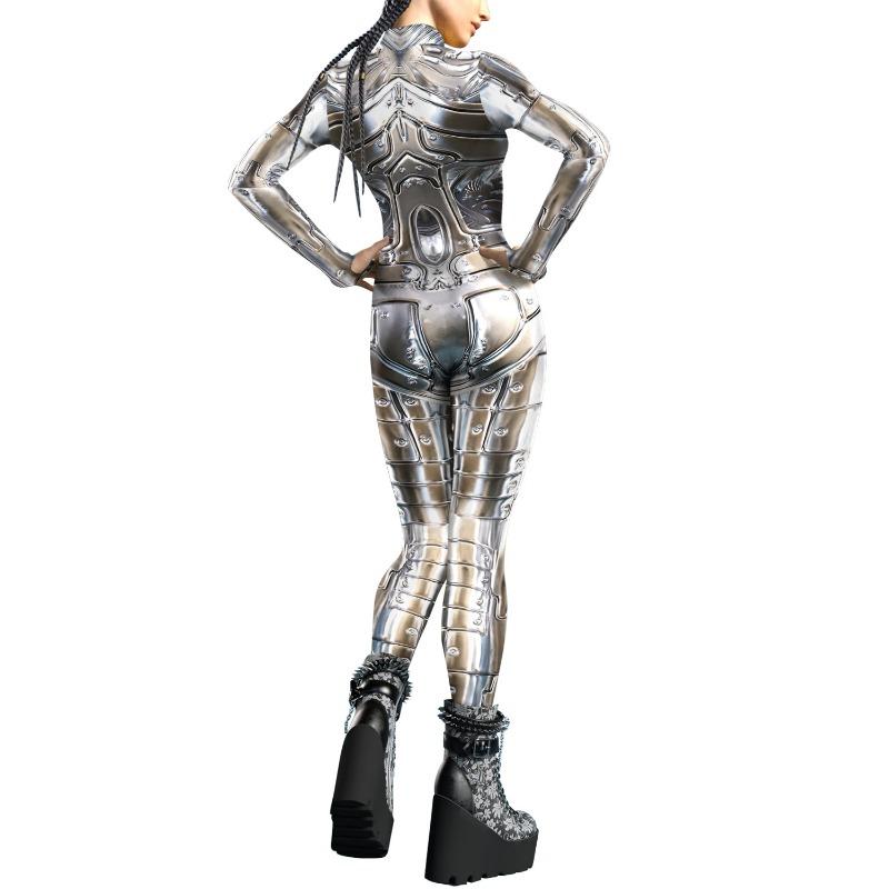 New mechanical cool digital printing button hand onesie tights women's play clothes