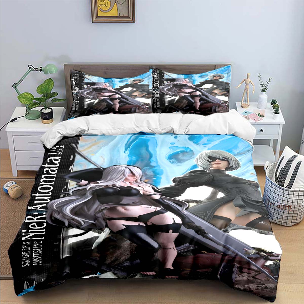 

Famous Film Role A-Automata Nier Print Beding Sets Bed Suplies Set Soft Duvet Cover Bed Warm Comforter Set Beding Set High-End Premium Gift 135*200cm Eu-Single
