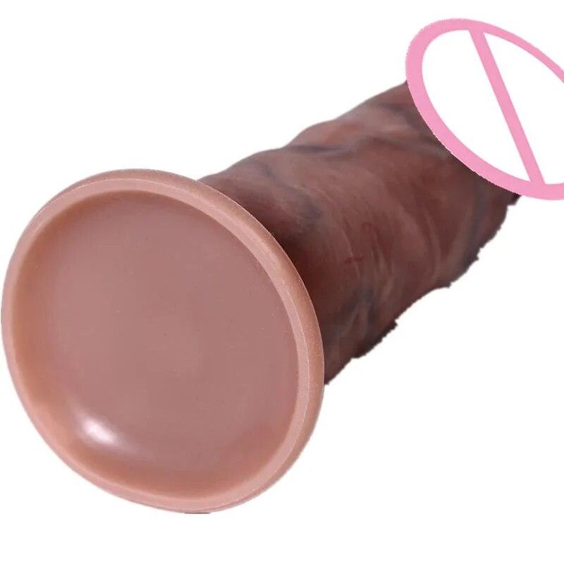 18.5cm Simulation Dildo Realistic Sliding Foreskin G Spot Stimulate Soft Silicone Penis Soft Huge Big Dick Suction Cup Sex Toys