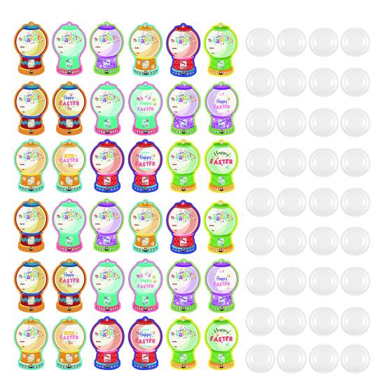 18/36 Peças Cartão de Cumprimentos de Páscoa com Cúpula de Plástico DIY Máquina de Chicletes Porta Doce para Guloseimas Suadas Feliz Páscoa Crianças Festas em Família Presente de Troca para Sala de Aula