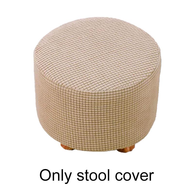 1Pc Round Seat Cover Elastic Protector Soft Pouffe Stool Removable Flannel Stool Cover Footstool