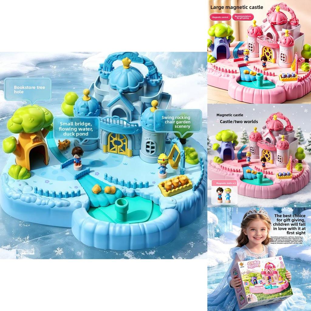Magnetisches Schloss Spielset für Kinder mit realistischen Puppenfiguren für kreatives fantasievolles Spielen