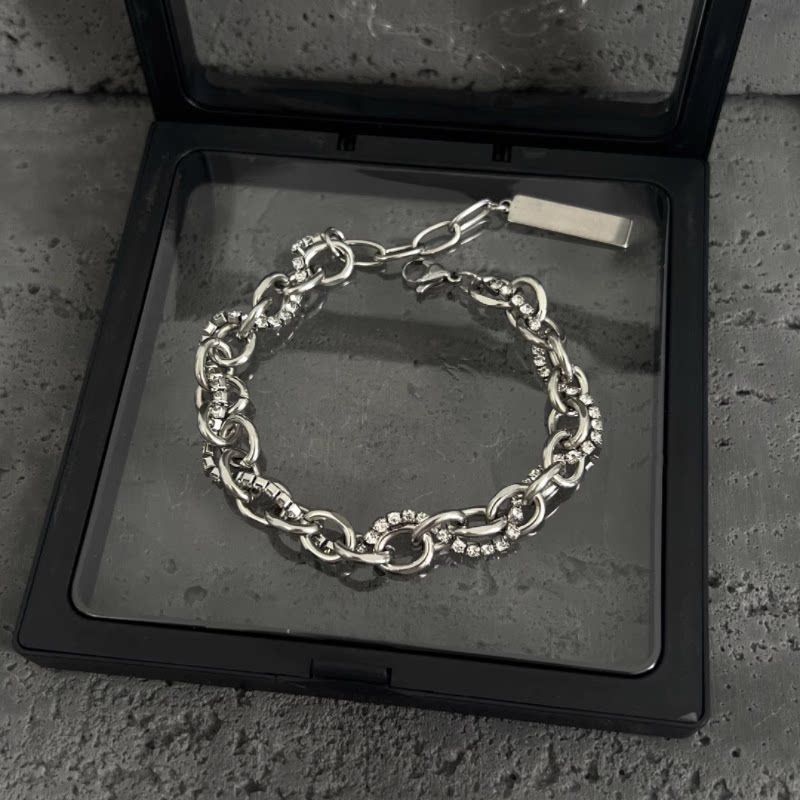 Double-Layer Cuban Diamond Bracelet Light Luxury Minority Ins Cold Style Fashion Fancy Men s and Women s Hip Hop Bracelet New Arrival Double Layer Cuban Diamond Bracelet