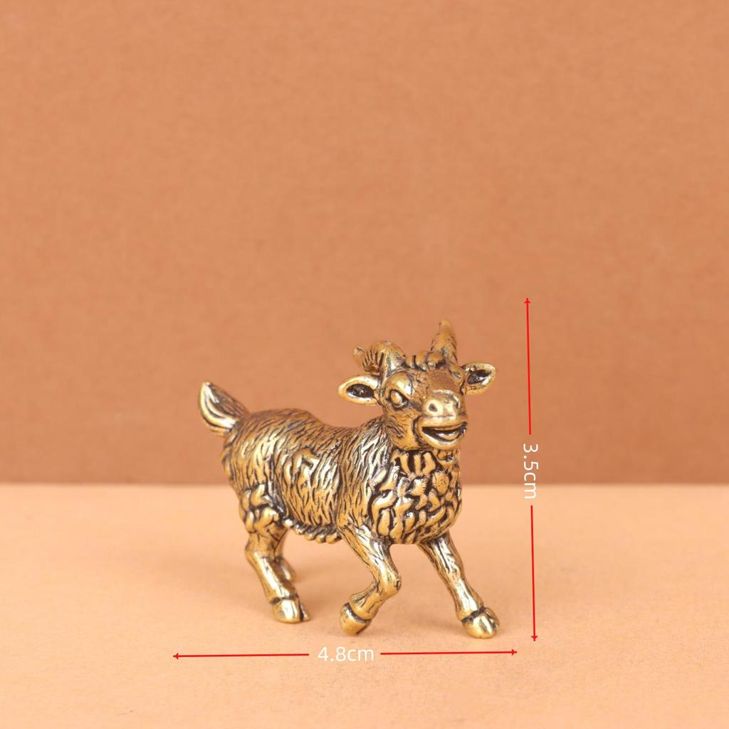 Brass Copper Handcrafted Set of Twelve Zodiac Animal Ornaments: Rat, Ox, Tiger, Rabbit, Dragon, Snake, Horse, Sheep, Monkey, Rooster, Dog, Pig.