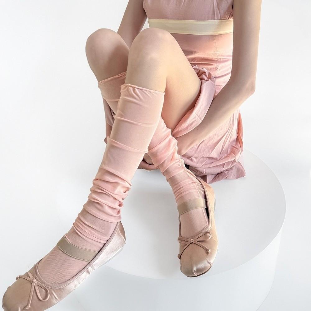 1pair Thin Long Socks Breathable Ballet Socks Fashion Mesh Stockings Summer