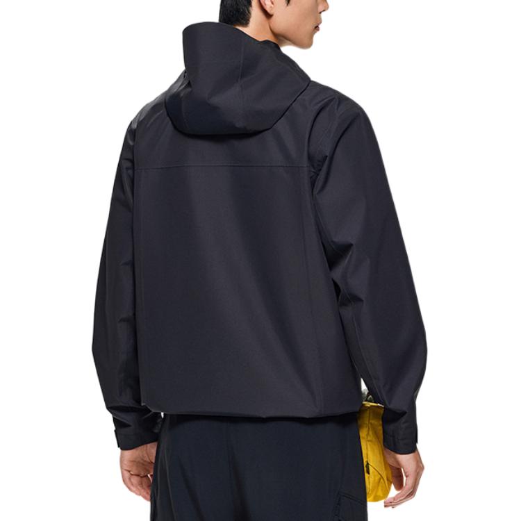 Anta Solid Color Zip-Up Hooded Comfortable Breathable Thick Jacket Men jackets Black 952437617-7-YC