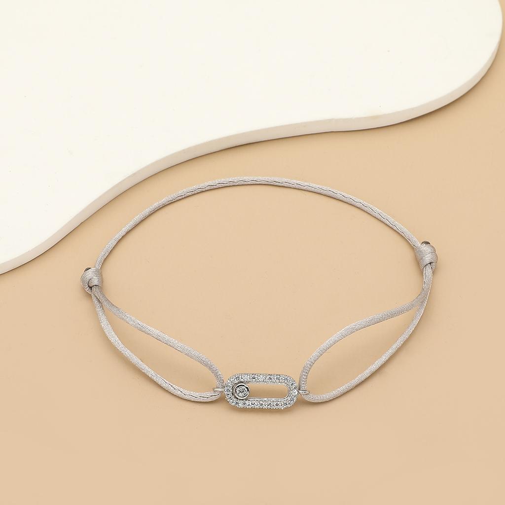 New Simple Fashion Women's Can be moved Round Zircon Rope Bracelet Lace up Chain Adjustable Rope Bracelet jewelry accessory