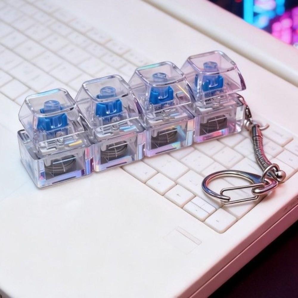 Silent Operation Light Up Keyboard Keychain Glowing Stress Relief Clicker LED Button Decompression