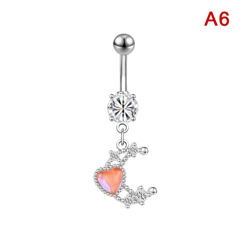 Pink Pendant Belly Button Ring For Women Stainless Steel Navel Piercing Jewelry Rabbit Heart Bear Butterfly Belly Ring