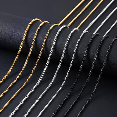 Roestvrij Staal Vierkante Doos Ketting Ketting Voor Mannen Vrouwen Retro Zwart Goud Zilver Kleur Choker Metalen Sieraden DIY Accessoires