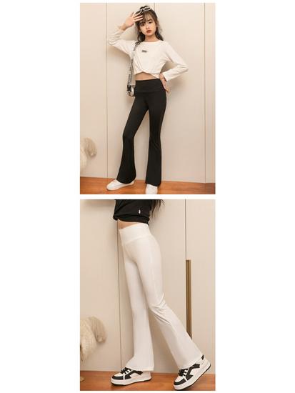 Girls' Korean Style High Waist Slimming Flare Leggings - Children's Yoga Pants for Spring & Autumn