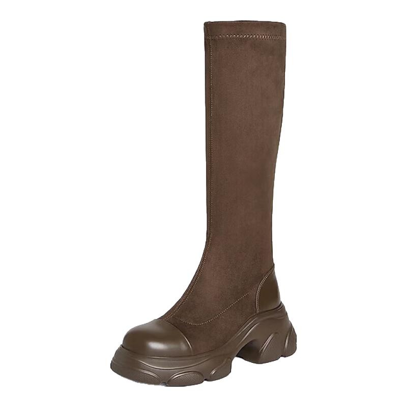 Besto Women s Chunky Heel Long Stretch Boots 37